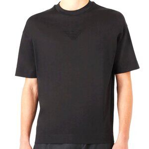 NWT Emporio Armani Embroidered Logo Crew Short Sleeves T-Shirt Black S